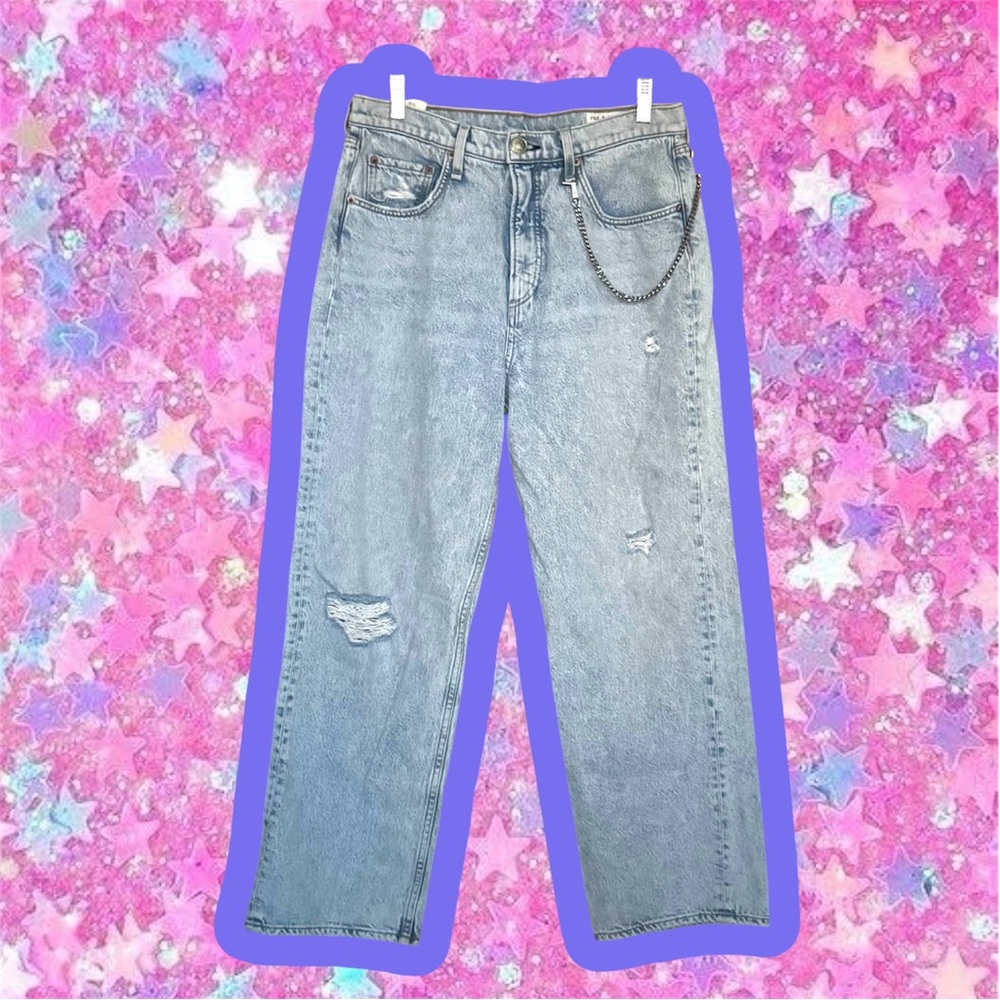 Rag And Bone Ruth Super High Rise Chain Jeans Sz 30 90s Denim Pants Grunge